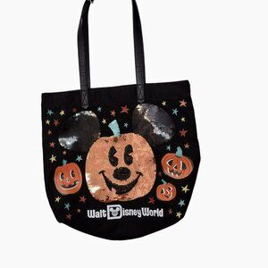 Walt Disney World Halloween 2020 Pumpkin Mickey Mouse Sequin Tote Bag Disneyland